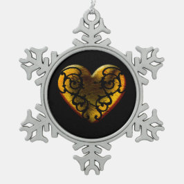 Filigree Goth Gold Heart Schneeflocken Zinn-Ornament