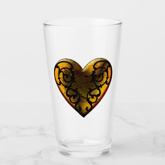 Filigree Goth Gold Herzstück Glas (Vorderseite)