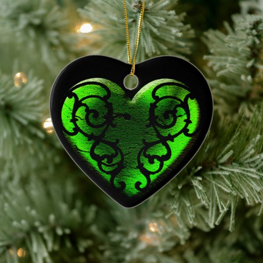 Filigree Goth Green Heart Keramikornament (Baum)