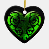 Filigree Goth Green Heart Keramikornament (Vorne)