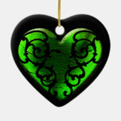 Filigree Goth Green Heart Keramikornament (Hinten)