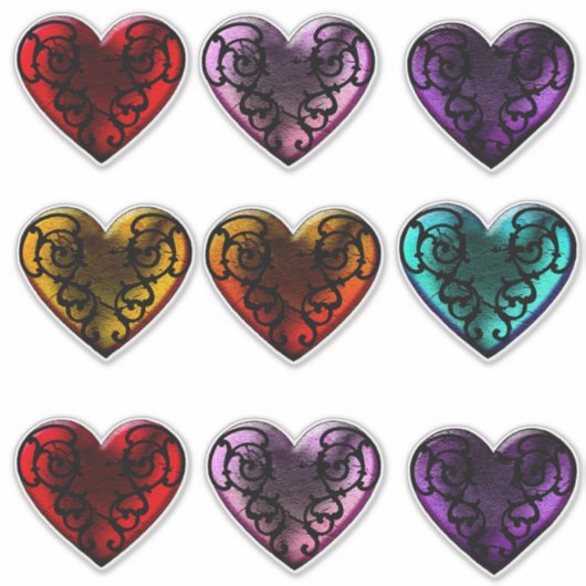 Filigree Goth Hearts Aufkleber (Vorderseite)