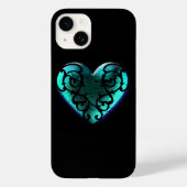 Filigree Goth Ice Blue Herz Case-Mate iPhone Hülle (Rückseite)