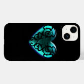 Filigree Goth Ice Blue Herz Case-Mate iPhone Hülle (Rückseite (Horizontal))