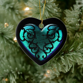 Filigree Goth Ice Blue Herz Keramik Ornament