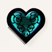 Filigree Goth Ice Blue Herz Notizblock (Vorderseite)