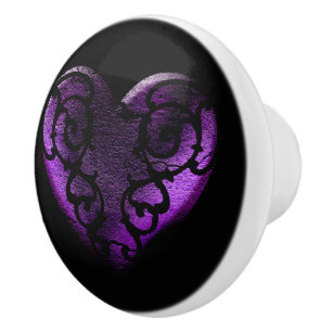Filigree Goth Lila Heart Keramikknauf
