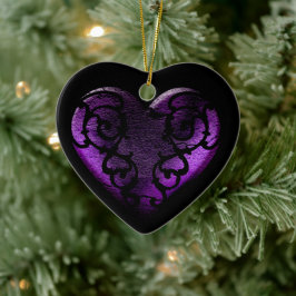 Filigree Goth Lila Heart Keramikornament