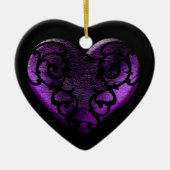 Filigree Goth Lila Heart Keramikornament (Vorne)