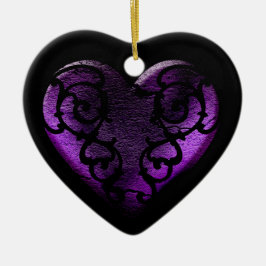 Filigree Goth Lila Heart Keramikornament