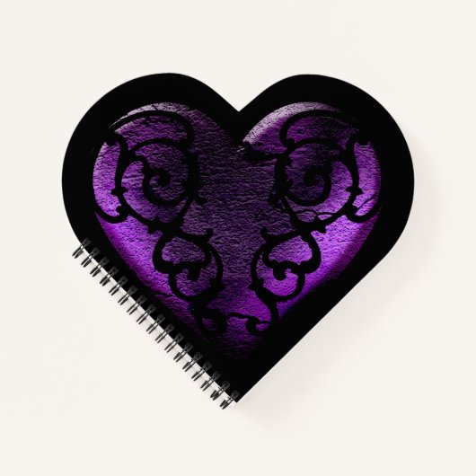 Filigree Goth Lila Heart Notizbuch (Vorderseite)