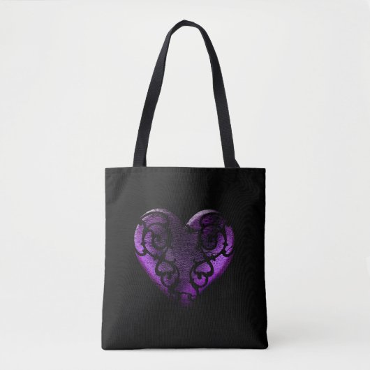 Filigree Goth Lila Heart Tasche (Vorderseite)