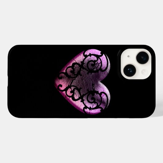 Filigree Goth Pink Heart Case-Mate iPhone Hülle (Rückseite (Horizontal))