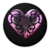 Filigree Goth Pink Heart Keramikknauf (Vorderseite)