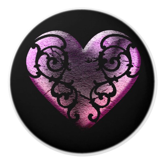 Filigree Goth Pink Heart Keramikknauf (Vorderseite)