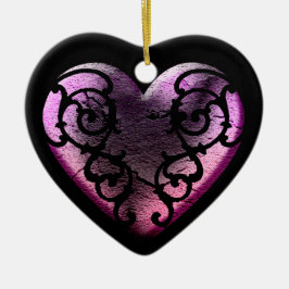 Filigree Goth Pink Heart Keramikornament