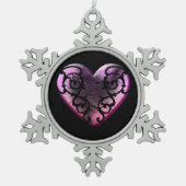 Filigree Goth Pink Heart Schneeflocken Zinn-Ornament (Vorderseite)