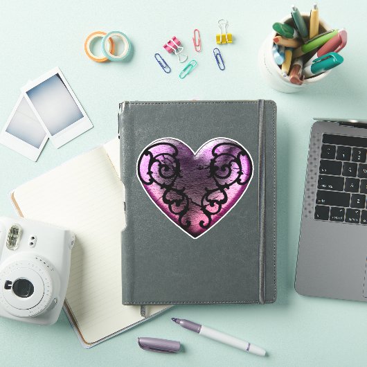 Filigree Goth Pink Heart Vinyl Stickers Aufkleber (iPad Hülle)