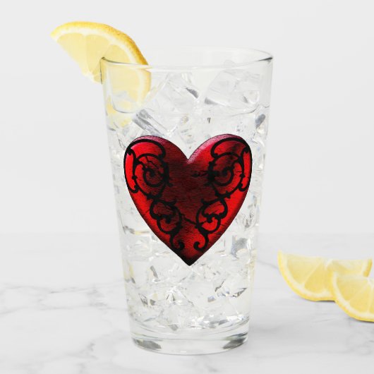 Filigree Goth Red Heart Glas (Vorderseite Ice)