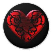 Filigree Goth Red Heart Keramikknauf (Vorderseite)