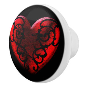 Filigree Goth Red Heart Keramikknauf