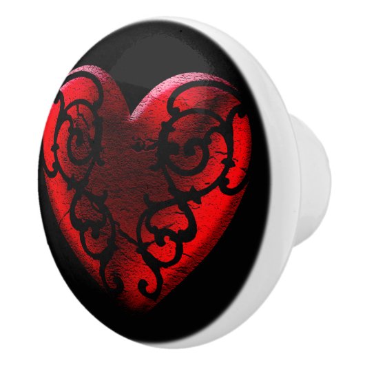 Filigree Goth Red Heart Keramikknauf (Rechts)