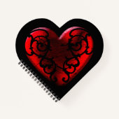 Filigree Goth Red Heart Notizbuch (Vorderseite)