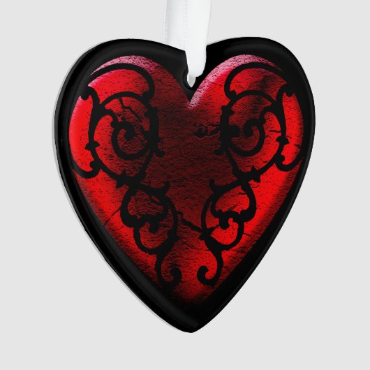 Filigree Goth Red Heart Ornament (Vorderseite)