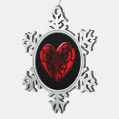 Filigree Goth Red Heart Schneeflocken Zinn-Ornament (Rechts)