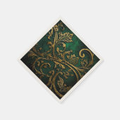 Filigree - Grün und Gold Serviette (Ecke)