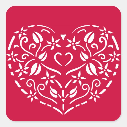 Filigree Heart Quadratischer Aufkleber (Vorderseite)