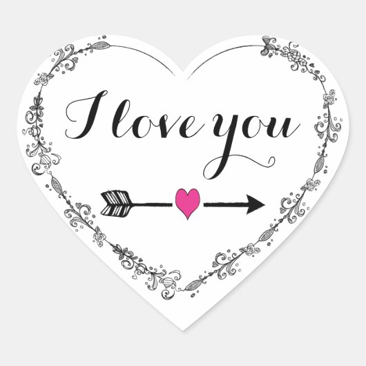 Filigree Herz mit I Liebe You Stickers (Vorderseite)