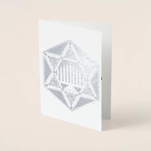 Filigree Jewish Star Menorah Hannukah Folienkarte (Vorderseite)