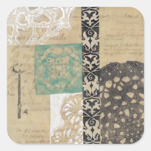 Filigree & Key II Quadratischer Aufkleber (Vorderseite)