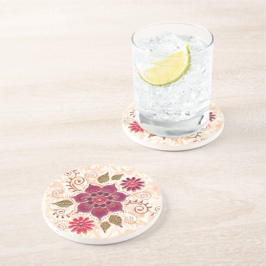 Filigree Kreis mit Blume Getränkeuntersetzer (Seite)