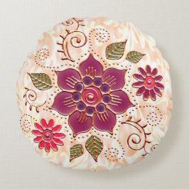 Filigree Kreis mit Blume Rundes Kissen