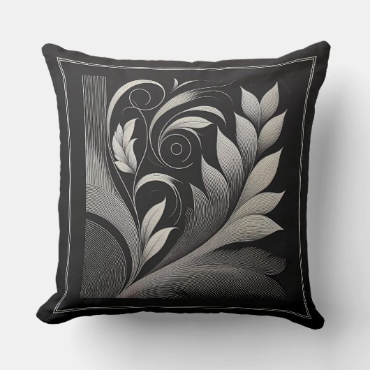 Filigree Leaf Frame Kissen (Vorderseite)