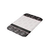 Filigree Muster Monogram Elegant Schwarz Rosa Weiß Badematte (Schrägansicht)