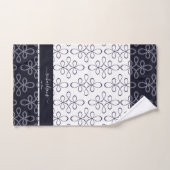 Filigree Muster Monogram Stilvoll Elegant Marine Badhandtuch Set (Handtuch)
