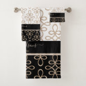 Filigree Muster Monogram Stilvolles Elegant Badhandtuch Set (Insitu)