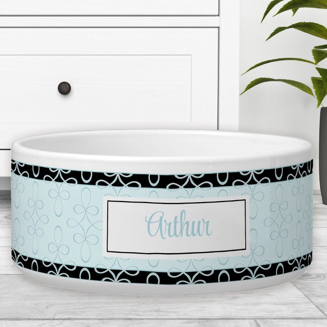 Filigree Muster Name Blue Pet Bowl Napf (Filigree Pattern Name Blue Pet Bowl)
