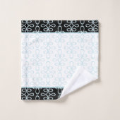 Filigree Muster Stilvoll Elegant Schwarz-weiß Badhandtuch Set (Waschlappen)