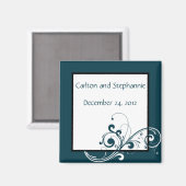 Filigree Navy/White Wedding Magnet (Vorderseite/Rückseite)
