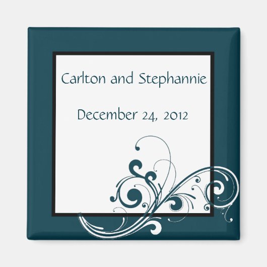 Filigree Navy/White Wedding Magnet (Vorne)