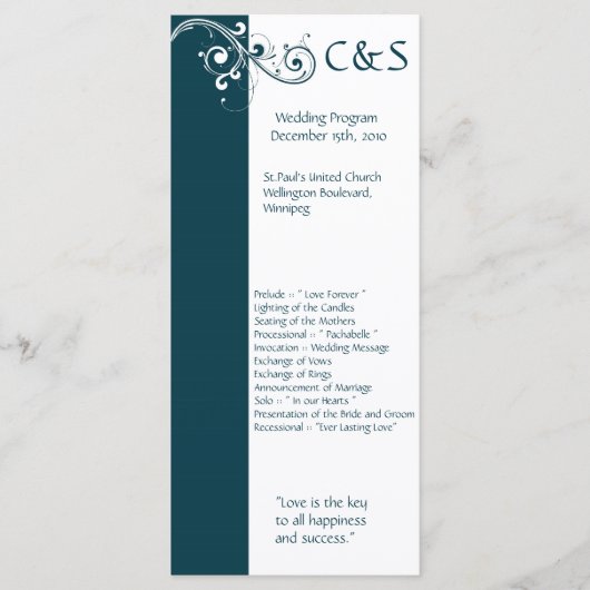 Filigree Navy/White Wedding Programme (Vorderseite)