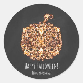 Filigree Orange Glows Pumpkin Halloween Favor Runder Aufkleber