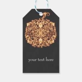 Filigree Orange Glows Pumpkin Halloween-Party Geschenkanhänger