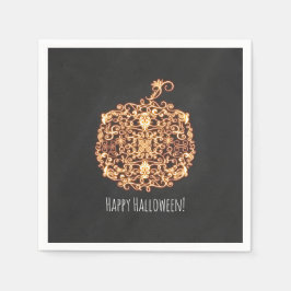 Filigree Orange Glows Pumpkin Halloween-Party Serviette