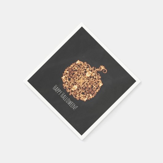 Filigree Orange Glows Pumpkin Halloween-Party Serviette (Ecke)