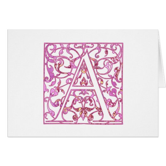 Filigree Pink A Monogram (Vorderseite (Horizontal))